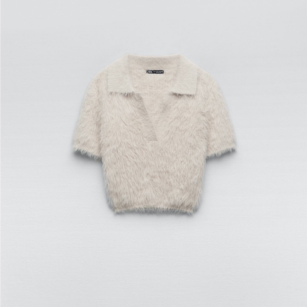 Zara Cream Faux Fur Fuzzy Top